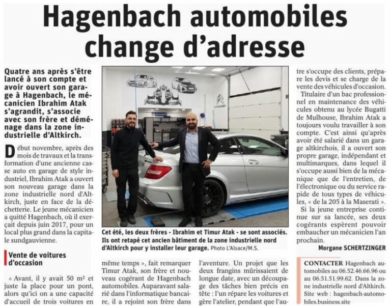 Hagenbach automobile change d'adresse